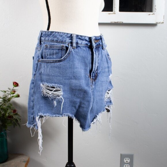 PacSun Distressed Jean Skirt Size 27 - Picture 4 of 5